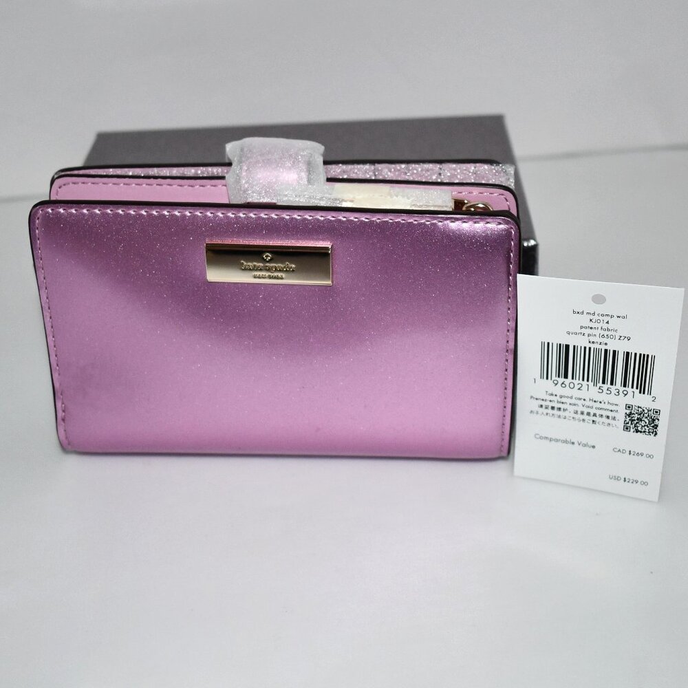Kate spade Kenzie Boxed Medium Compact Wallet in Quartz Pink #KJ014 NWT